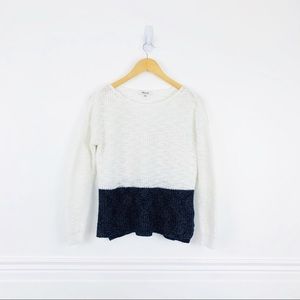 Madewell white and blue sweater
